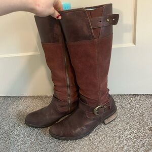 Timberland Burgundy Leather Knee-High Boots
